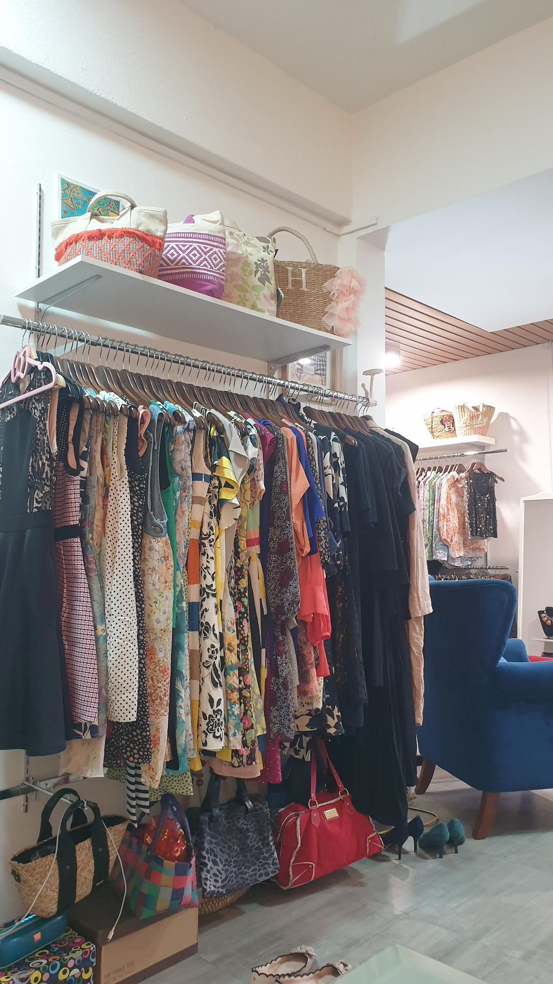 Curated clothing rail in the studio